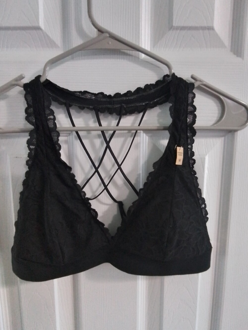Pink Victorias Secret Lace Bralette with Crisscross Back - Black